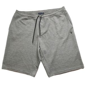 Ralph Lauren Shorts Grey Pony Black Double Knit Tech Fleece Elastic Waist 4XLT